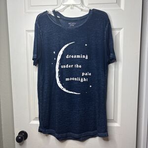 Mighty Fine Women’s XL Dreaming Under The Pale Moonlight Graphic Tee Shirt Top